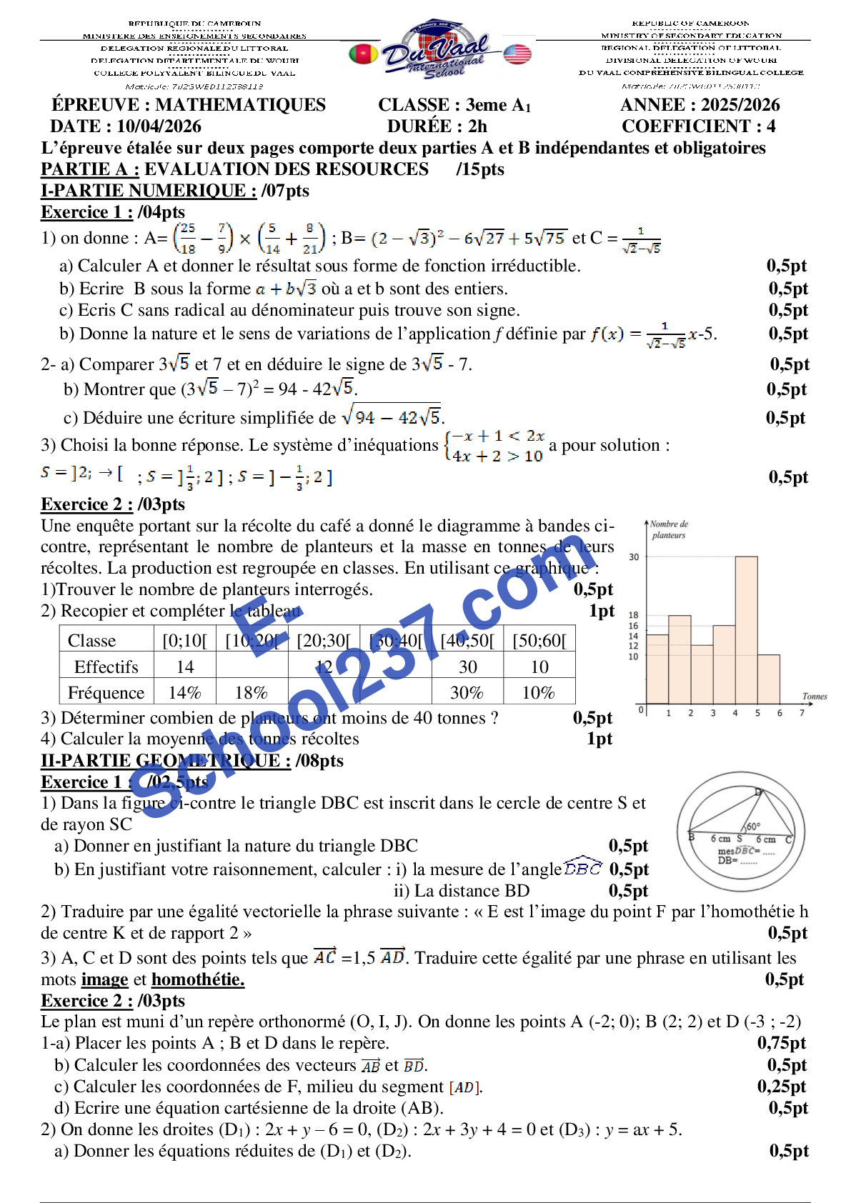 MATHS-BEPC BLANC-college bilingue Duvaal